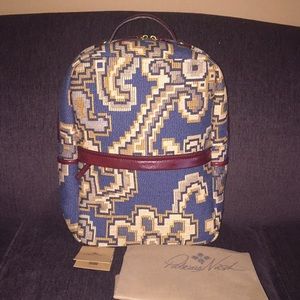 NWT Patricia Nash Blue Tapestry Leather Backpack